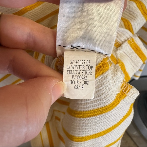 Old Navy Cream and Yellow Stripe Boxy Blouse with Sailor Collar Women’s Top - Picture 5 of 11